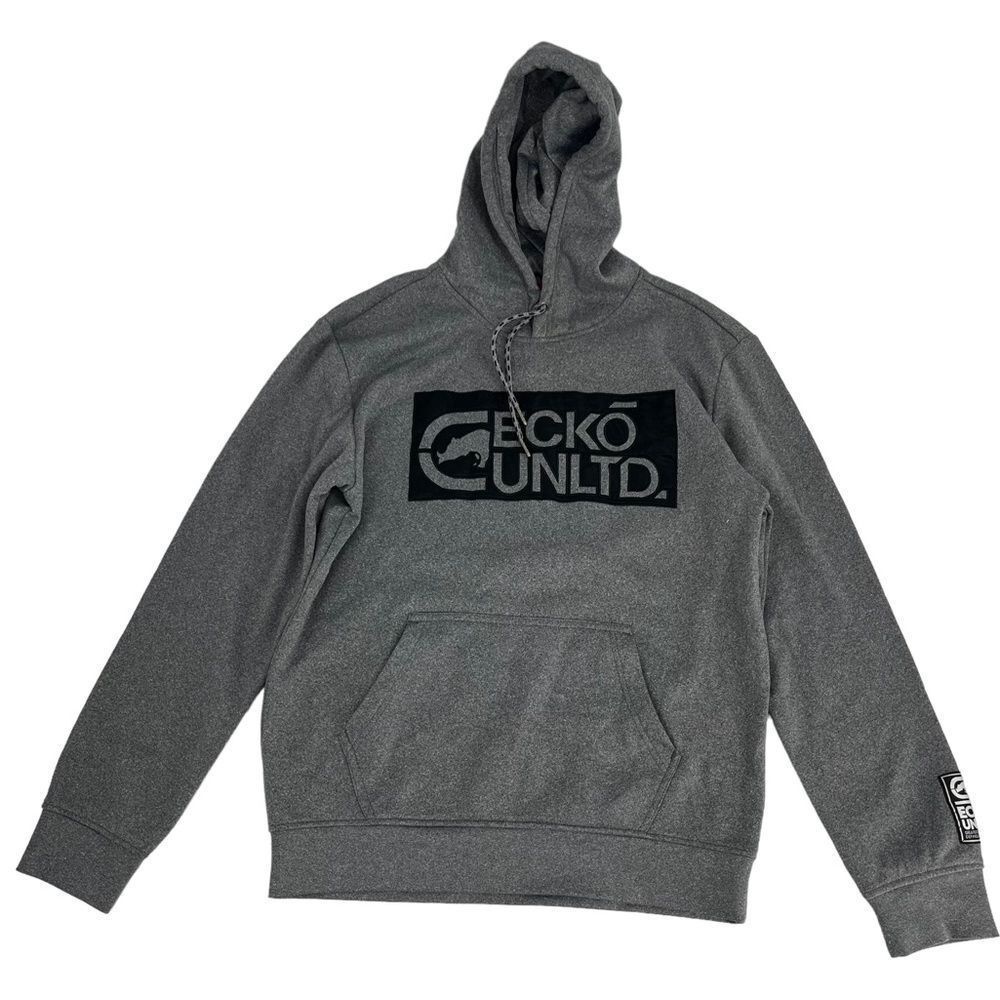 Ecko Unltd Hoodie Men Medium Grey Black Sweatshirt Y2K Hip Hop VTG Jesse Pinkman